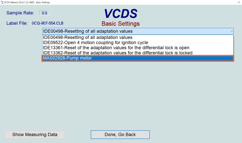 5th-generation Haldex pump calibration